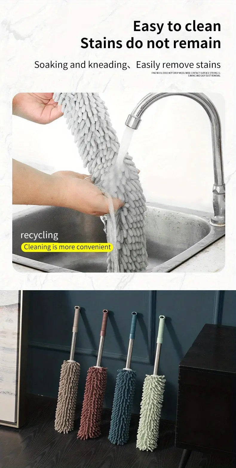 pale green  Household Cleaning Duster / Static Duster / Dust Sweeper / Telescopic & Non-Shedding / Washable & Bendable / High-Reach Cleaning Tool / Cleaning Tools & Supplies - Image 8