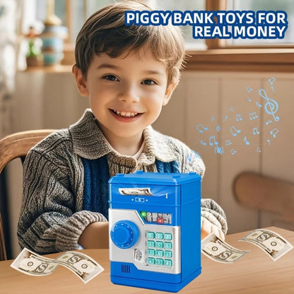 Children's Password Piggy Bank, Dual Lock,BLUE  Automatic Bill Intake, Develops Savings Habit, Multiple Colors Available, Battery Not Included - Image 6