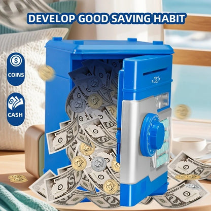 Children's Password Piggy Bank, Dual Lock,BLUE  Automatic Bill Intake, Develops Savings Habit, Multiple Colors Available, Battery Not Included - Image 7