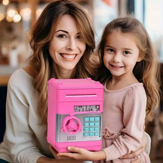 PINK Children's Password Piggy Bank, Stores Coins & Paper Money, Auto Roll-Up, Sound & Light Interaction, Fosters Good Savings Habits. Battery Not Included - Image 2