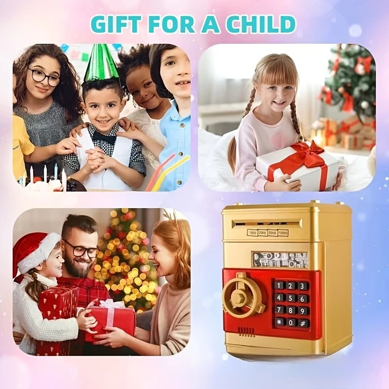 PINK Children's Password Piggy Bank, Stores Coins & Paper Money, Auto Roll-Up, Sound & Light Interaction, Fosters Good Savings Habits. Battery Not Included - Image 5