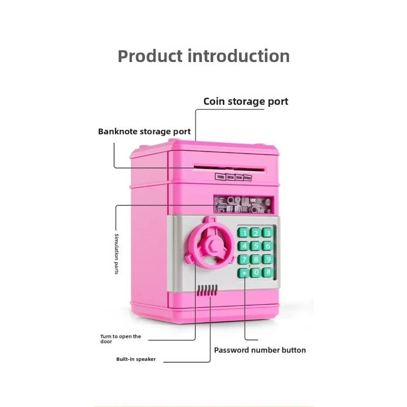 PINK Children's Password Piggy Bank, Stores Coins & Paper Money, Auto Roll-Up, Sound & Light Interaction, Fosters Good Savings Habits. Battery Not Included - Image 8