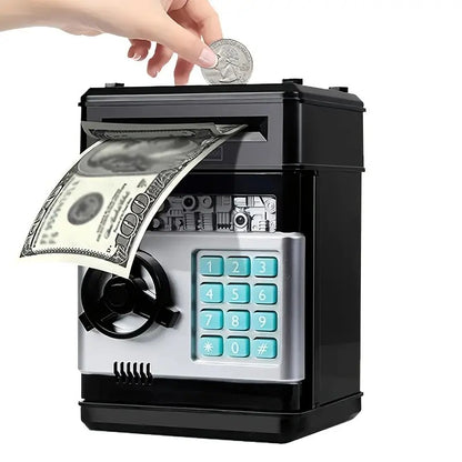 BLACK Children's Password Piggy Bank, Stores Coins & Paper Money, Auto Roll-Up, Sound & Light Interaction, Fosters Good Savings Habits. Battery Not Included - Image 2