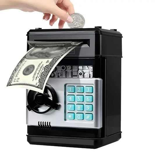 BLACK Children's Password Piggy Bank, Stores Coins & Paper Money, Auto Roll-Up, Sound & Light Interaction, Fosters Good Savings Habits. Battery Not Included - Image 2