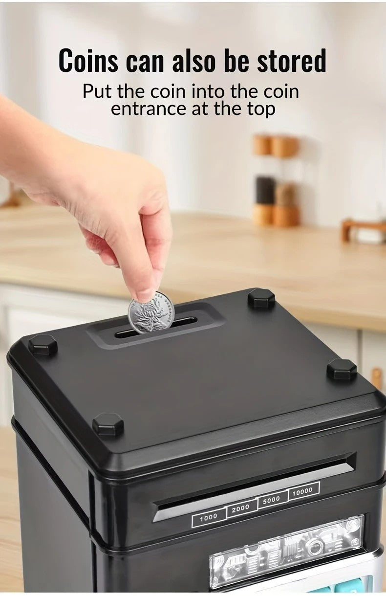 BLACK Children's Password Piggy Bank, Stores Coins & Paper Money, Auto Roll-Up, Sound & Light Interaction, Fosters Good Savings Habits. Battery Not Included - Image 3