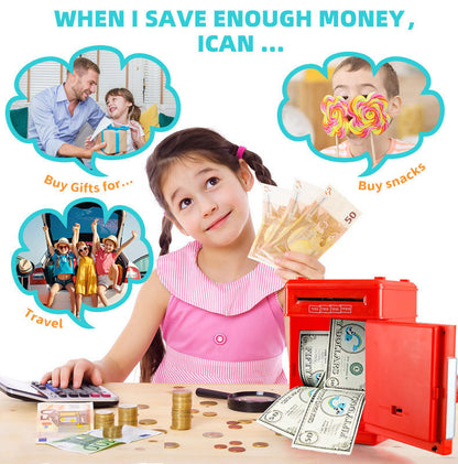 BLACK Children's Password Piggy Bank, Stores Coins & Paper Money, Auto Roll-Up, Sound & Light Interaction, Fosters Good Savings Habits. Battery Not Included - Image 6