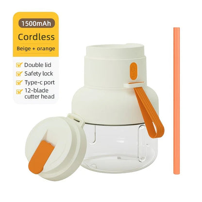 Portable multifunctional large-capacity tumbler, featuring powerful performance for juicing, baby food, and ice crushing. Perfect for home, outdoor, and fitness use, offering fresh and healthy beverages anytime, anywhere.orange