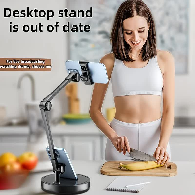 Robust and Adjustable Carbon Steel Phone Holder – Features a 360° Rotating Flexible Long Arm, Durable Carbon Steel Cantilever Base, Perfect for Watching TV Shows, Live Streaming, and Taking Selfies [Black] - Image 4