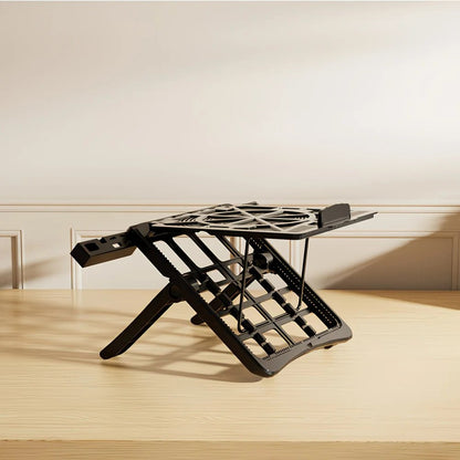 Adjustable laptop stand, designed for 17.3-inch laptops, a portable stand that allows for height adjustment on the desk, and comes with a dedicated phone holder. - Image 5