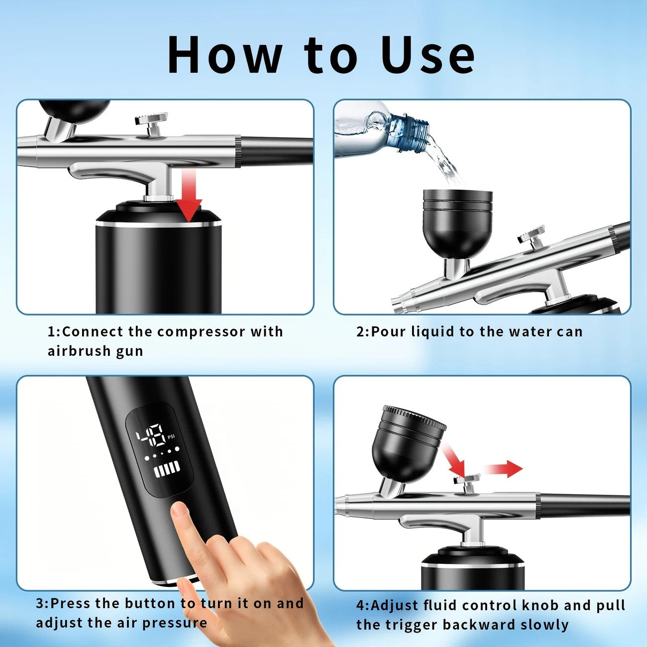 Black Portable Wireless Airbrush Kit, ideal for nail art, painting, cake decoration, and makeup. Rechargeable design, perfect for both amateurs and professionals. - Image 3