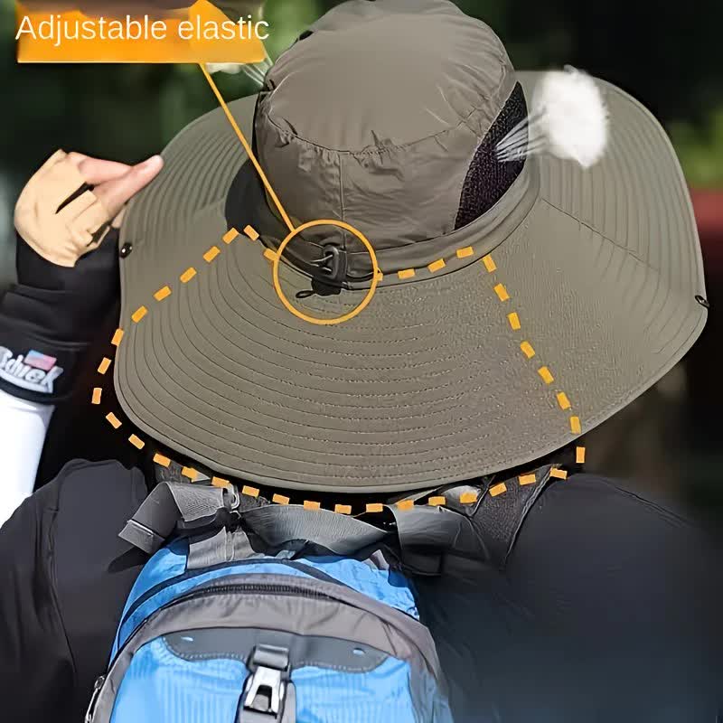 beige。Extra Wide Fishing Hat with Detachable Sun Visor and Neck Guard - The Perfect Choice for Summer Fishing, Hiking, and Outdoor Activities - Image 4