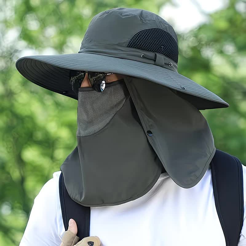 black,Extra Wide Fishing Hat with Detachable Sun Visor and Neck Guard - The Perfect Choice for Summer Fishing, Hiking, and Outdoor Activities - Image 3