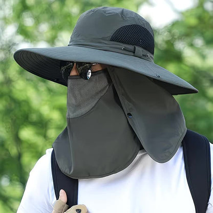 black,Extra Wide Fishing Hat with Detachable Sun Visor and Neck Guard - The Perfect Choice for Summer Fishing, Hiking, and Outdoor Activities - Image 3