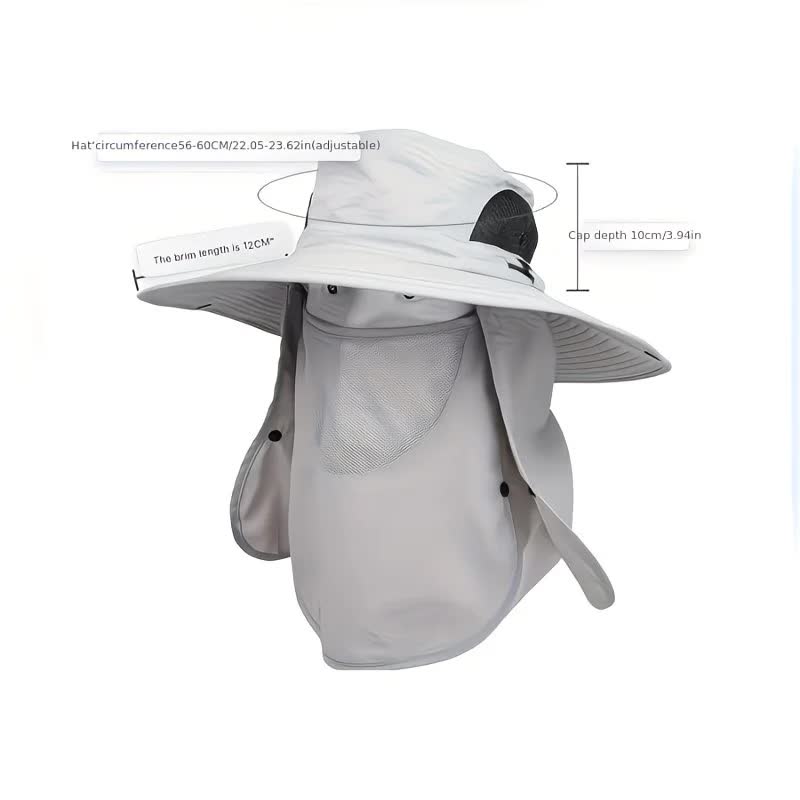black,Extra Wide Fishing Hat with Detachable Sun Visor and Neck Guard - The Perfect Choice for Summer Fishing, Hiking, and Outdoor Activities - Image 5