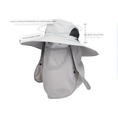 black,Extra Wide Fishing Hat with Detachable Sun Visor and Neck Guard - The Perfect Choice for Summer Fishing, Hiking, and Outdoor Activities - Image 5