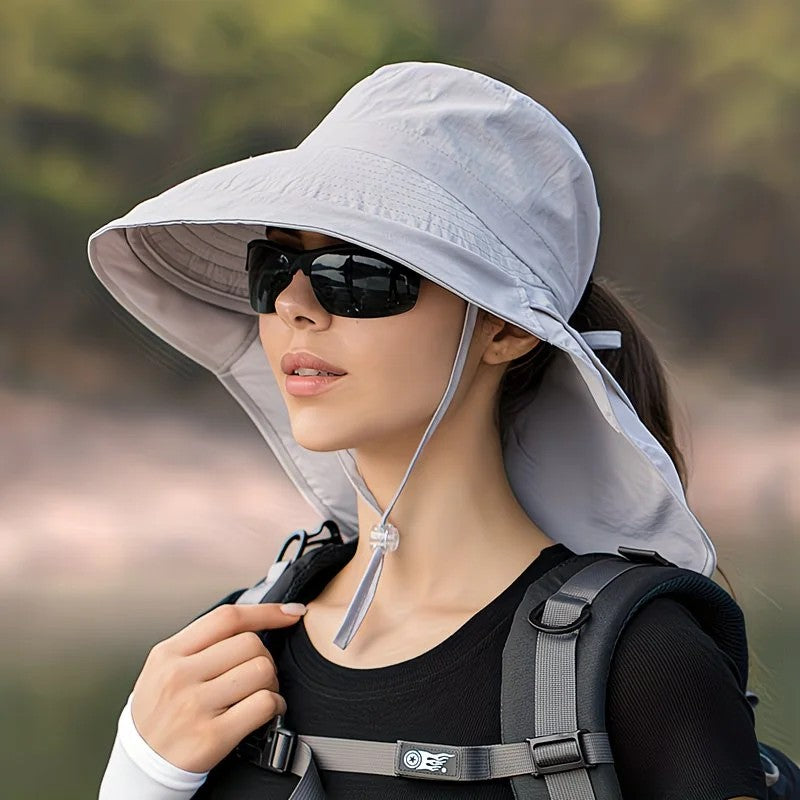 Black Fashion Wide Brim Sun Hat with Ponytail Hole - Bohemian Baseball Cap Design, Visor, Breathable Polyester - Image 7