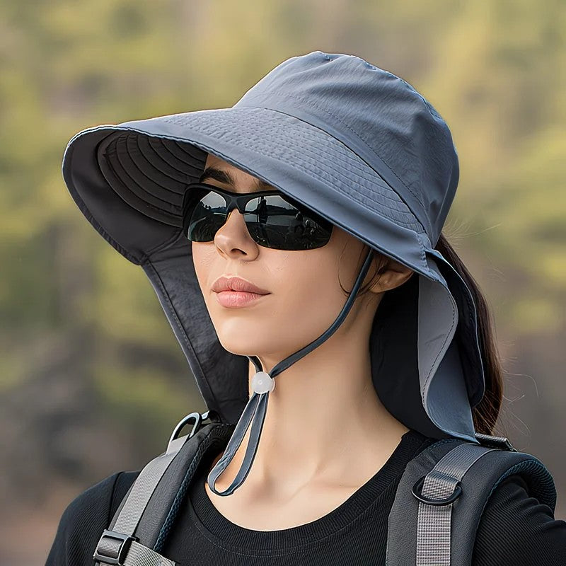 khaki Fashion Wide Brim Sun Hat with Ponytail Hole - Bohemian Baseball Cap Design, Visor, Breathable Polyester - Image 3