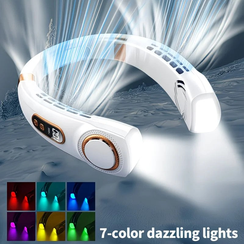 New Neck Hanging Fan Portable Mini USB Fan Personal Cooling Turbine Small Charging Quiet Lazy-Friendly.white - Image 2