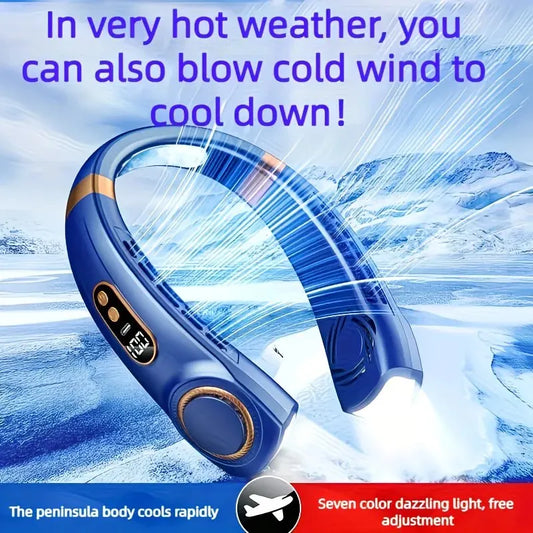 New Neck Hanging Fan Portable Mini USB Fan Personal Cooling Turbine Small Charging Quiet Lazy-Friendly.pink - Image 3