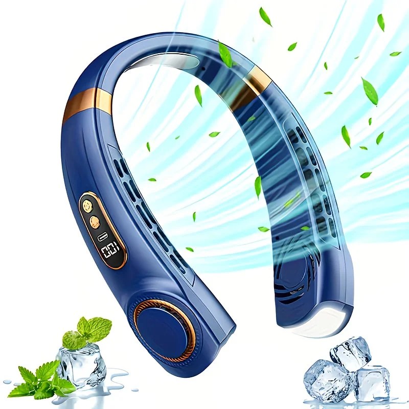 New Neck Hanging Fan Portable Mini USB Fan Personal Cooling Turbine Small Charging Quiet Lazy-Friendly.pink - Image 4