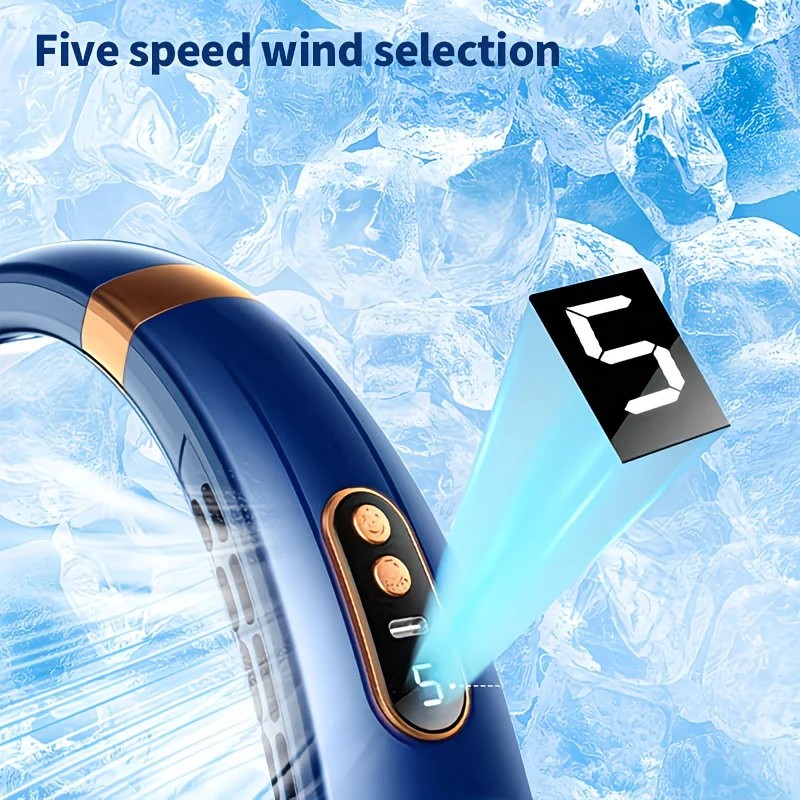 New Neck Hanging Fan Portable Mini USB Fan Personal Cooling Turbine Small Charging Quiet Lazy-Friendly.pink - Image 5