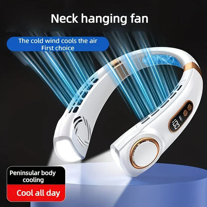 New Neck Hanging Fan Portable Mini USB Fan Personal Cooling Turbine Small Charging Quiet Lazy-Friendly.BLUE - Image 2