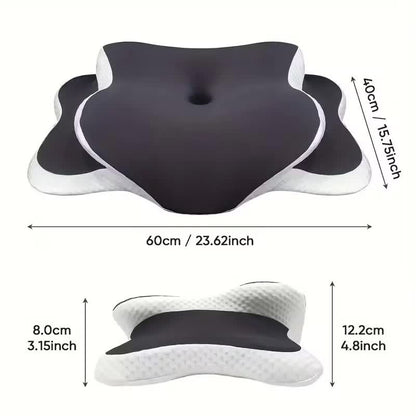 Dark grey  Ergonomic Memory Foam Butterfly Neck Pillow, C-shaped/Dual Height Adjustable, with Transparent Lid Support – for Side Sleeping, Back Sleeping, and Pillow-Assisted Sleep, Ideal for Travel and Bed Use - Image 6
