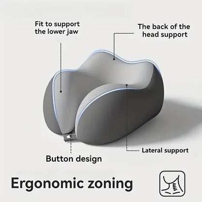 Black Travel & Home Neck Pillow – Ergonomic, portable, perfect for sleep. Fits desks, cars, and long flights. Features slow rebound foam, washable cover. - Image 2