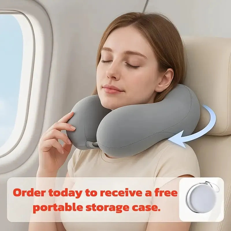 Black Travel & Home Neck Pillow – Ergonomic, portable, perfect for sleep. Fits desks, cars, and long flights. Features slow rebound foam, washable cover. - Image 4