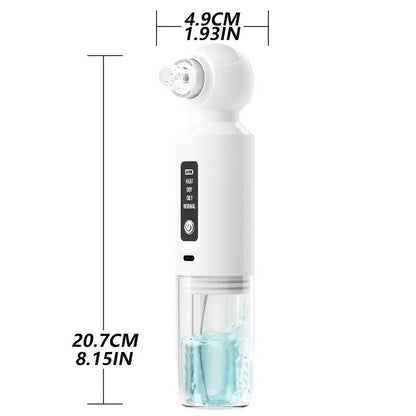 Six-head blackhead cleaner with electric vacuum suction for deep pore cleaning. USB-rechargeable mini bubble facial device features a 3-second long press to activate heating mode, maintaining a constant 46°C temperature. - Image 7