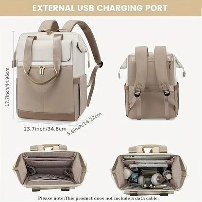 White with black Korean-style Fashion Compact Backpack, Multi-functional & Large Capacity, Lightweight & Easy to Carry, Fits Daily Commute, Lunch Outings, and Short Trips. - Image 4