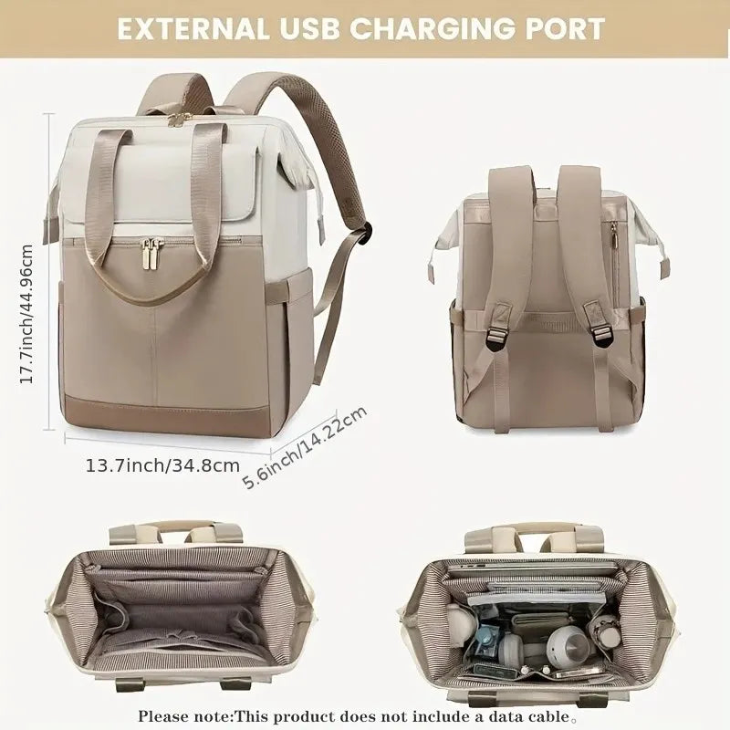White with black Korean-style Fashion Compact Backpack, Multi-functional & Large Capacity, Lightweight & Easy to Carry, Fits Daily Commute, Lunch Outings, and Short Trips. - Image 4
