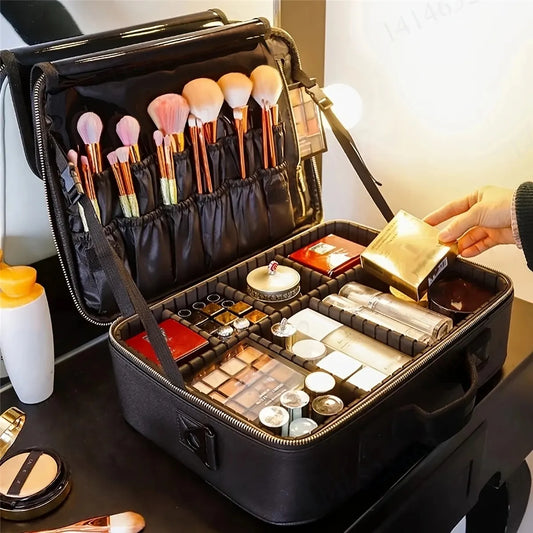 Professional Makeup Case: Flexible Zoning, Triple-tier Capacity, Your Hassle-free Travel Storage Partner. - Image 2