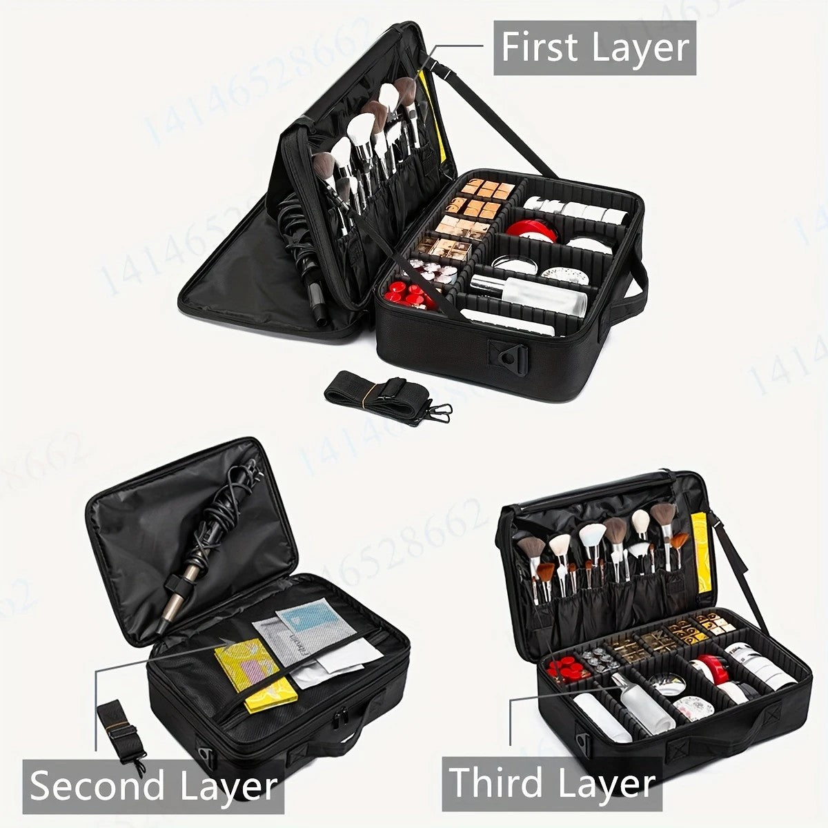 Professional Makeup Case: Flexible Zoning, Triple-tier Capacity, Your Hassle-free Travel Storage Partner. - Image 4