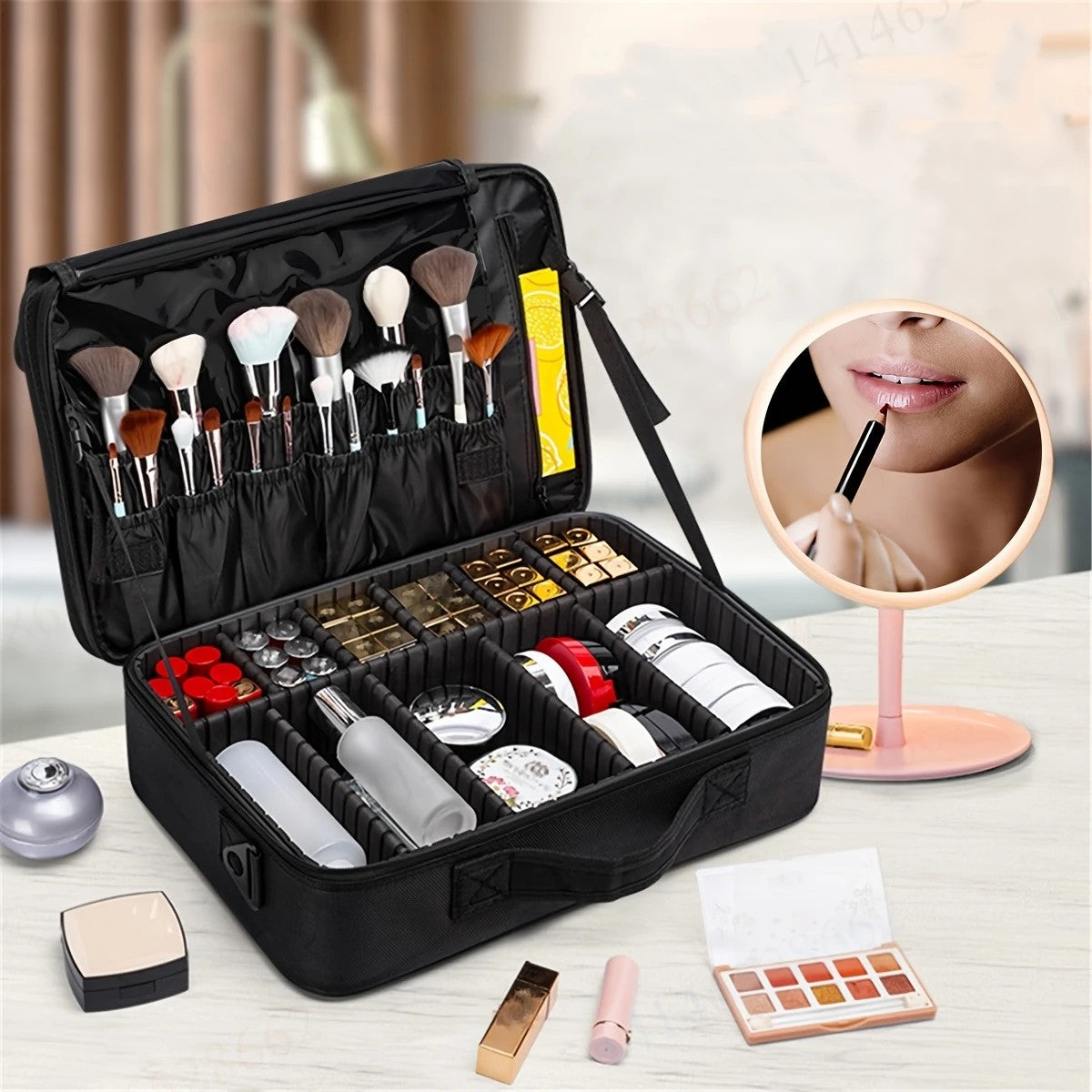 Professional Makeup Case: Flexible Zoning, Triple-tier Capacity, Your Hassle-free Travel Storage Partner. - Image 5