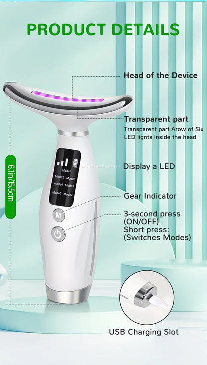Rechargeable Facial and Neck Beauty Device, 7-Mode Facial Massage, the Perfect Gift for Women and Girls - Image 3