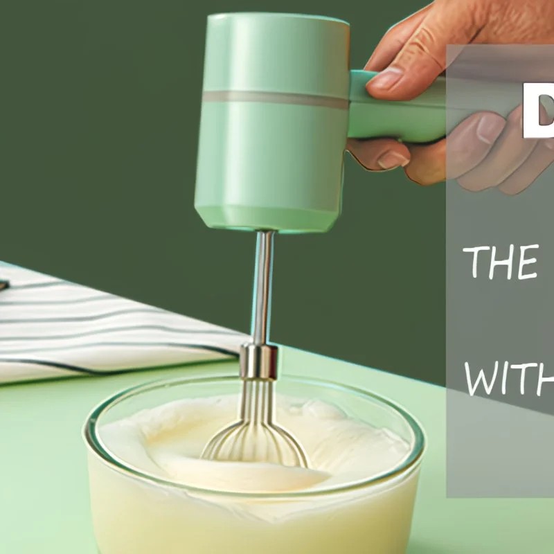 Green Wireless charging handheld mixer, 30W with three-speed settings. Dual whisk heads designed for whipping eggs, cream, and batter. Suitable for both kitchen and outdoor use, also an ideal gift. - Image 2
