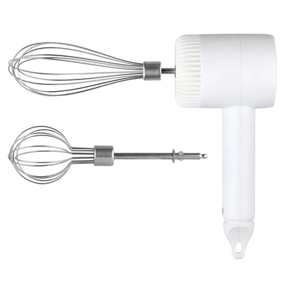 White  Wireless charging handheld mixer, 30W with three-speed settings. Dual whisk heads designed for whipping eggs, cream, and batter. Suitable for both kitchen and outdoor use, also an ideal gift.