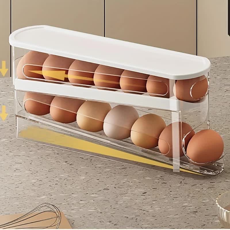 2pcs Automatic Replenishing Egg Box: Refrigerator Storage Essential, Space - saving and Easy to Access - Image 2