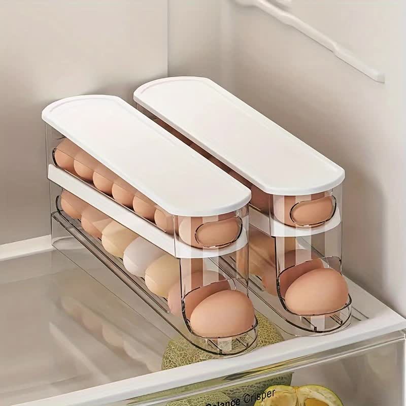 2pcs Automatic Replenishing Egg Box: Refrigerator Storage Essential, Space - saving and Easy to Access - Image 4