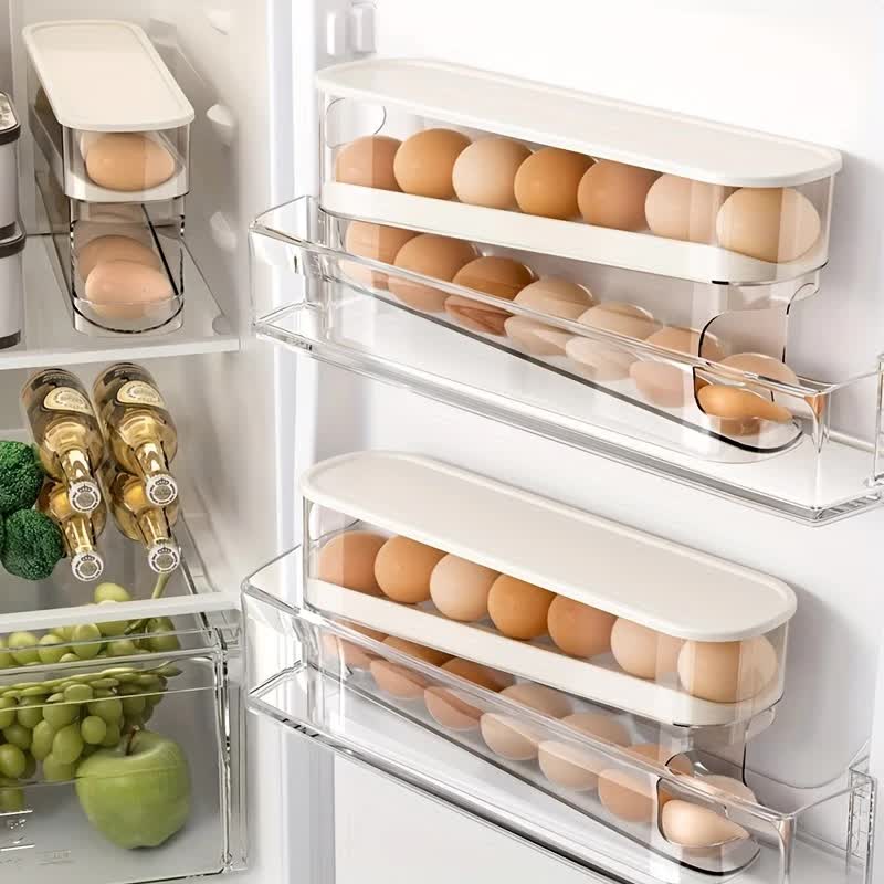 2pcs Automatic Replenishing Egg Box: Refrigerator Storage Essential, Space - saving and Easy to Access - Image 5