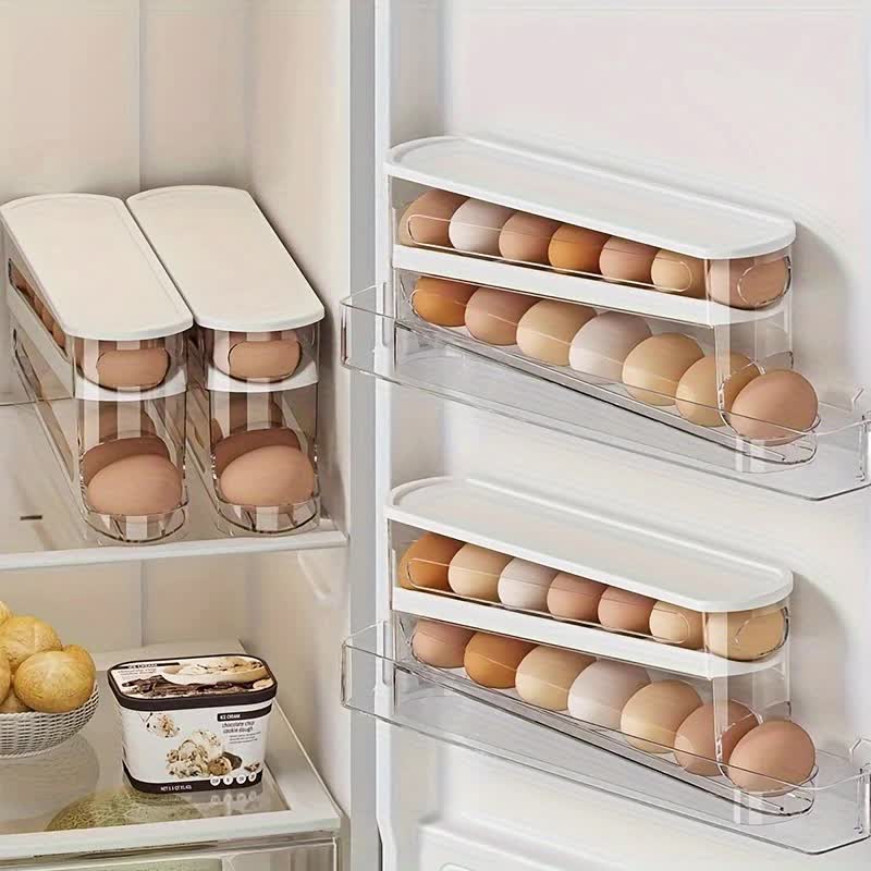 2pcs Automatic Replenishing Egg Box: Refrigerator Storage Essential, Space - saving and Easy to Access - Image 7