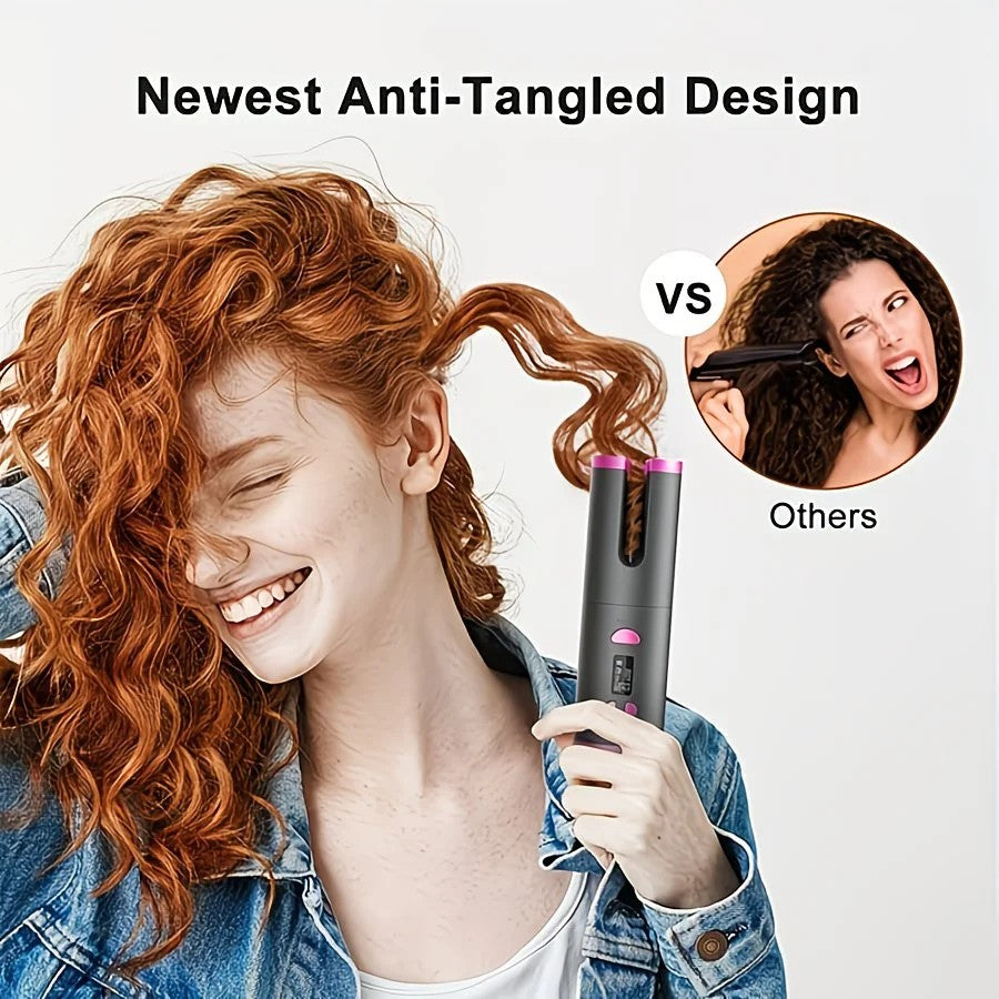 WHITE.Automatic Hair Curling Wand, Tangle-Free Design, Portable USB Charging Rotating Curling Iron with Ceramic Barrel, Suitable for Long Hair, Fast, Ideal for Hairstyling. - Image 7
