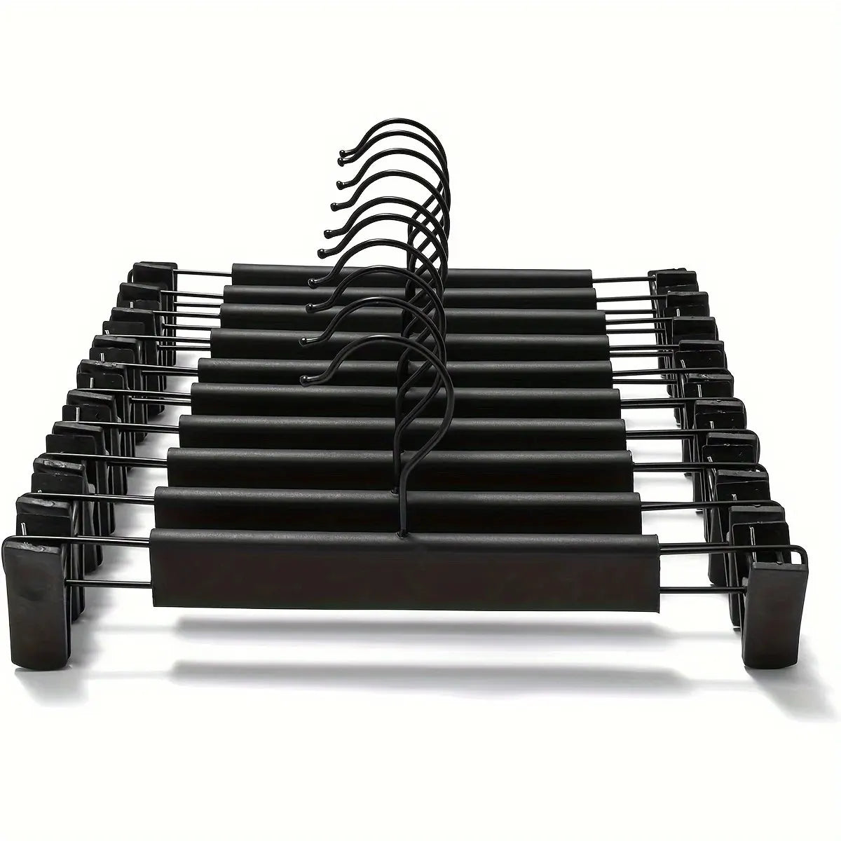 10pcs Super Anti-Slip Pants Hangers with Clips, Thickened Plastic Dual-Use Skirt/Pants Hangers, Seamless Anti-Mark Home Drying Racks, Wardrobe Organizer Essential.