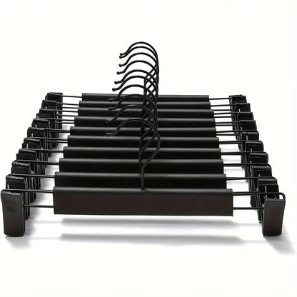10pcs Super Anti-Slip Pants Hangers with Clips, Thickened Plastic Dual-Use Skirt/Pants Hangers, Seamless Anti-Mark Home Drying Racks, Wardrobe Organizer Essential.