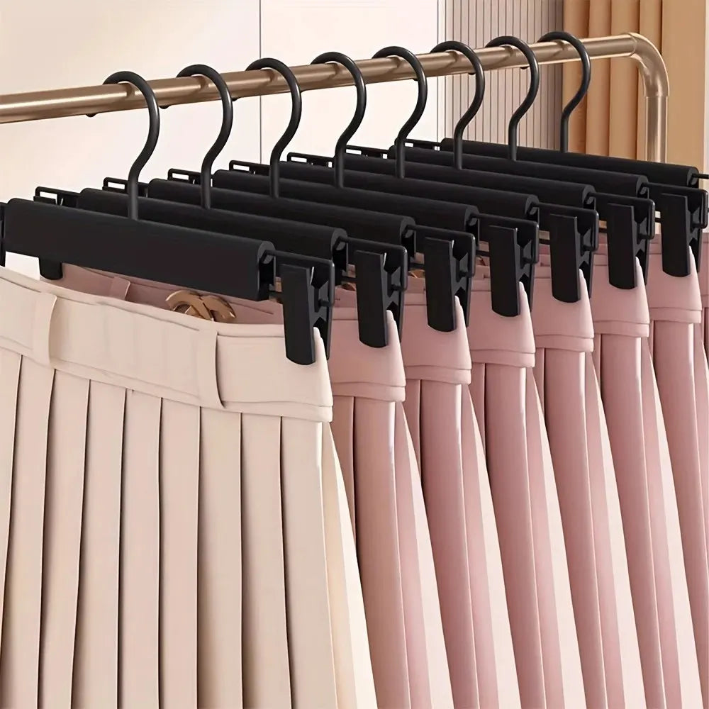 10pcs Super Anti-Slip Pants Hangers with Clips, Thickened Plastic Dual-Use Skirt/Pants Hangers, Seamless Anti-Mark Home Drying Racks, Wardrobe Organizer Essential. - Image 2
