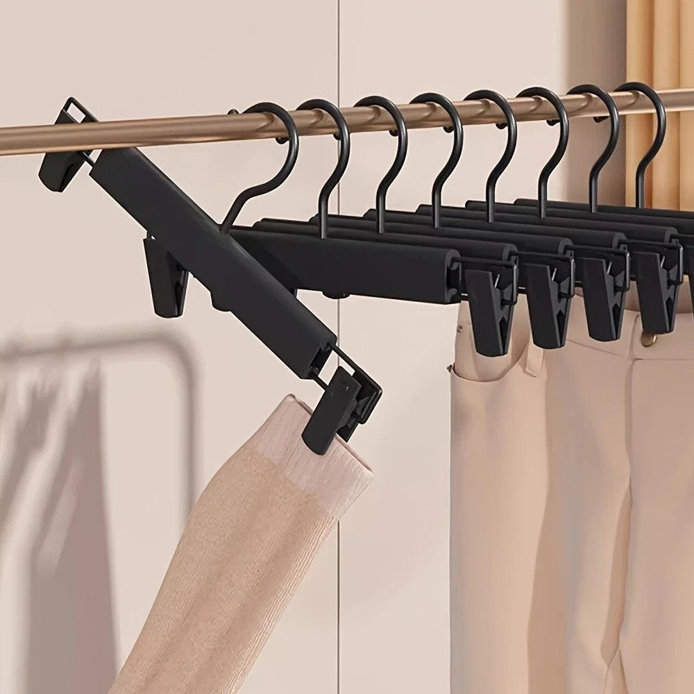 10pcs Super Anti-Slip Pants Hangers with Clips, Thickened Plastic Dual-Use Skirt/Pants Hangers, Seamless Anti-Mark Home Drying Racks, Wardrobe Organizer Essential. - Image 3