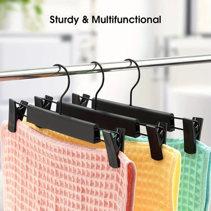 10pcs Super Anti-Slip Pants Hangers with Clips, Thickened Plastic Dual-Use Skirt/Pants Hangers, Seamless Anti-Mark Home Drying Racks, Wardrobe Organizer Essential. - Image 4