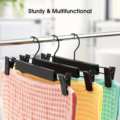 10pcs Super Anti-Slip Pants Hangers with Clips, Thickened Plastic Dual-Use Skirt/Pants Hangers, Seamless Anti-Mark Home Drying Racks, Wardrobe Organizer Essential. - Image 4
