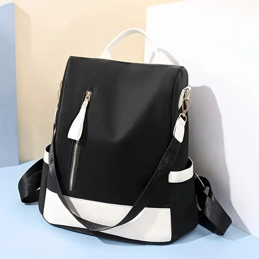 BLACK Large-Capacity Travel Backpack & Tote: Lightweight Soft Nylon, Reversible Shoulder Straps, Multiple Pockets, Fits Teens, Students & Commuters. - Image 7
